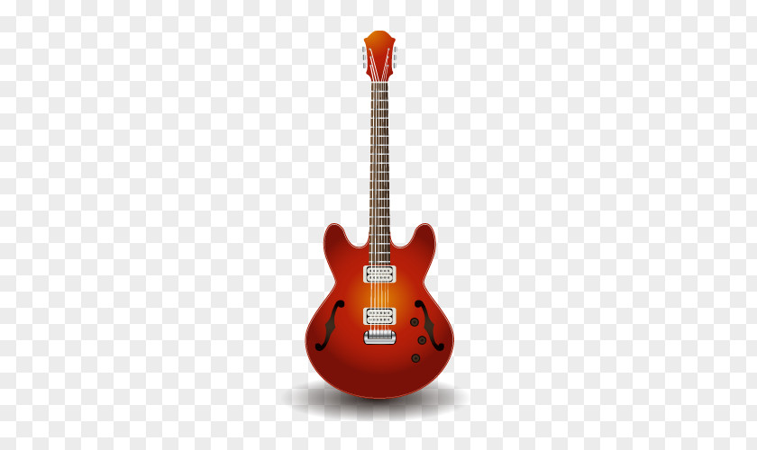 Vector Material Red Guitar Electric Epiphone Dot Acoustic Bass PNG