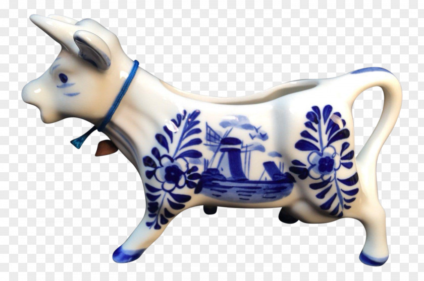 Hand-painted Cows Cattle Blue And White Pottery Ceramic Cobalt Figurine PNG