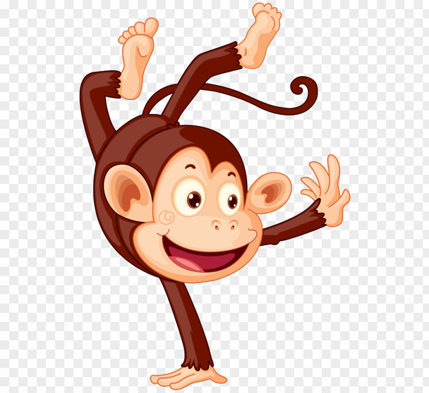 Lovely Hand-painted Cartoon Monkey Playing Royalty-free Illustration PNG