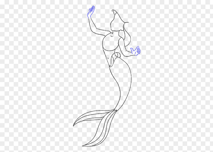 Mermaid Tattoo Sketch Finger Illustration Drawing Line Art PNG