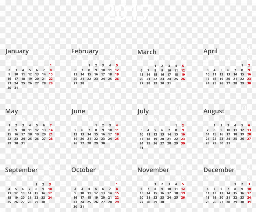 2017 European Calendar Image Time Stock Photography English PNG