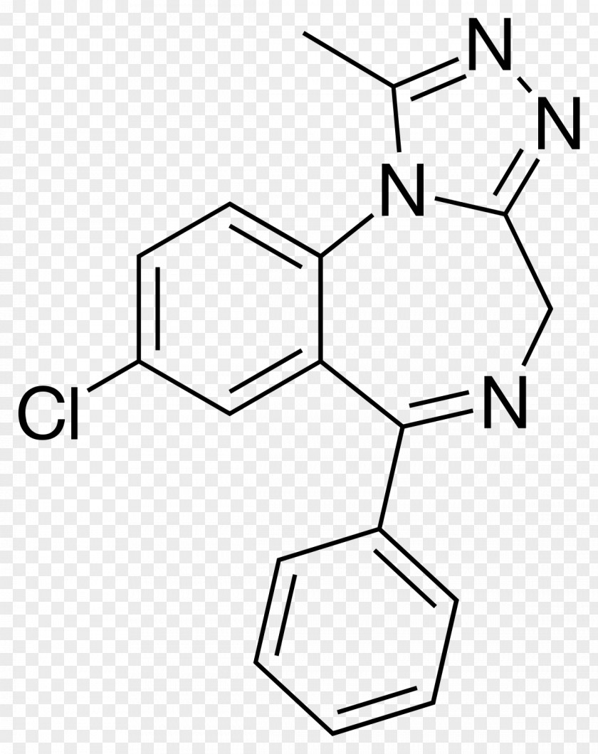 Physical Structure Alprazolam Triazolobenzodiazepine Anxiolytic Pharmaceutical Drug PNG