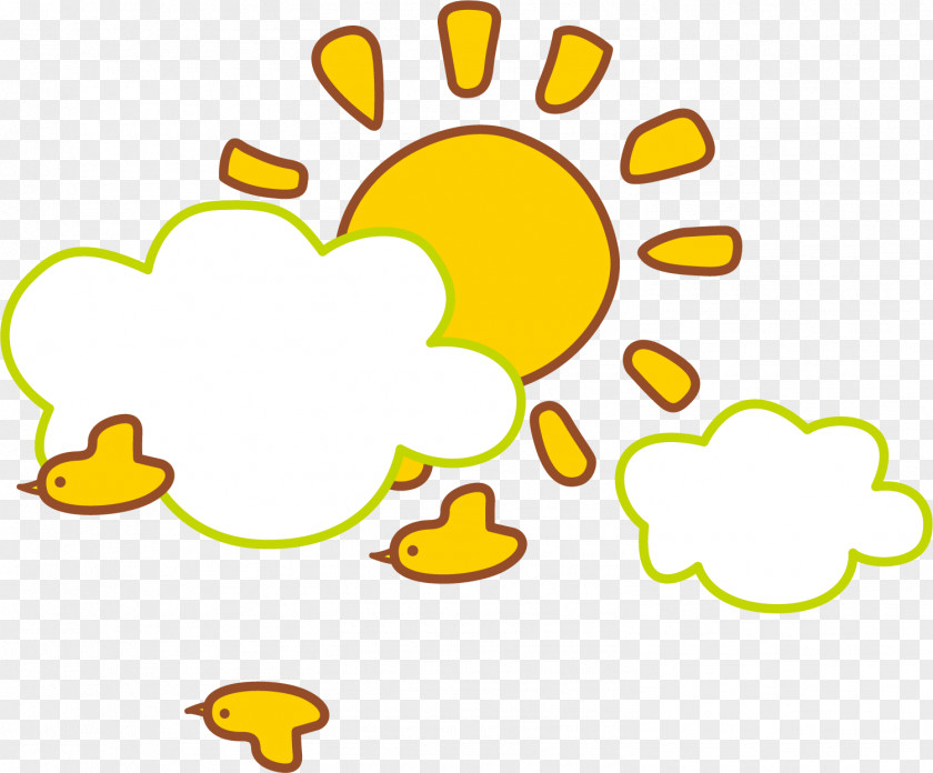 Cartoon Yellow Sun Cloud Clip Art PNG
