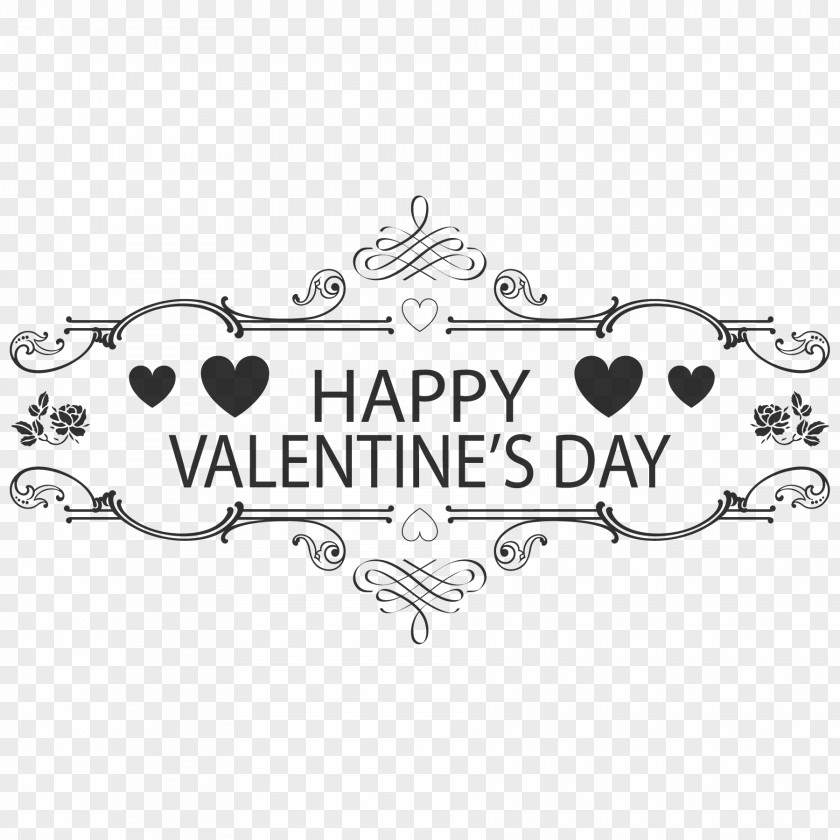 Happy Valentine's Day Vector Text Valentines Clip Art PNG