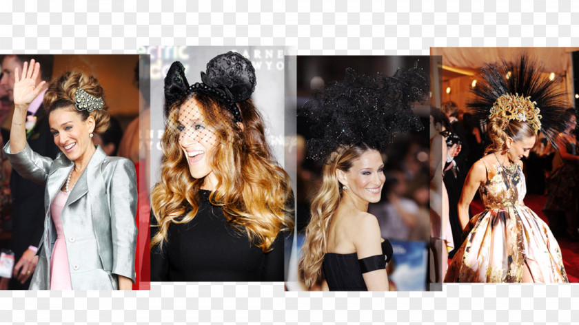 Sarah Jessica Parker Headpiece Headgear Long Hair Haute Couture Collage PNG