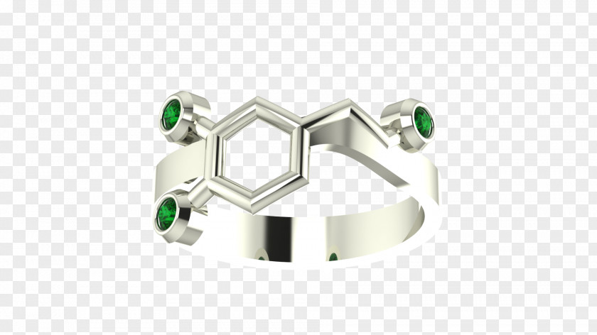Solid Ring Earring Dopamine Gold Molecule PNG