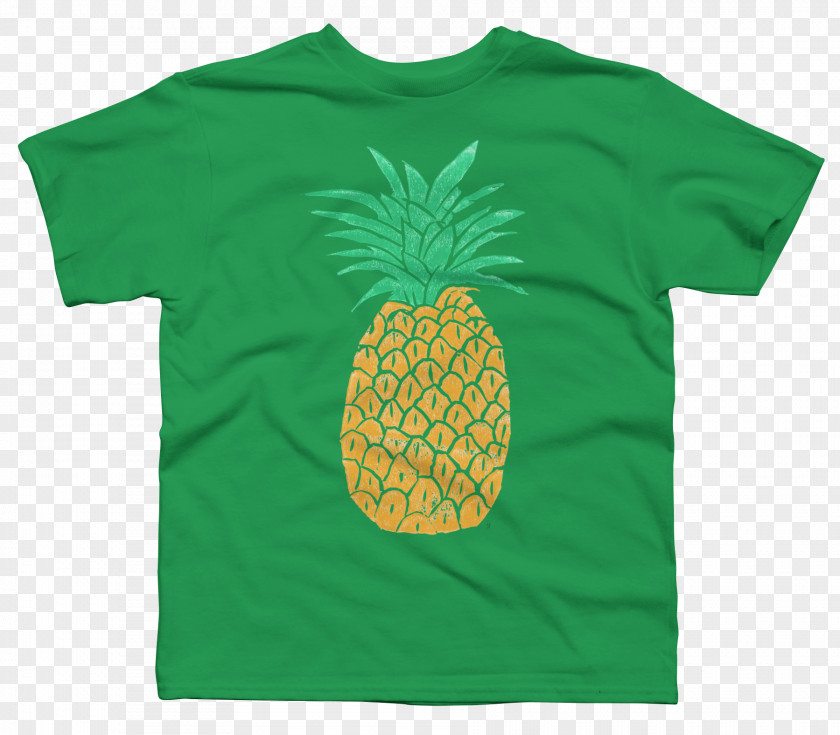 Hand Painted Pineapple T-shirt Sleeve Green Font PNG