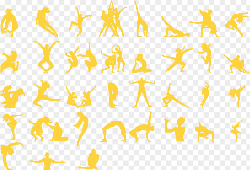 People Silhouettes Fitness Silhouette Cartoon Illustration PNG