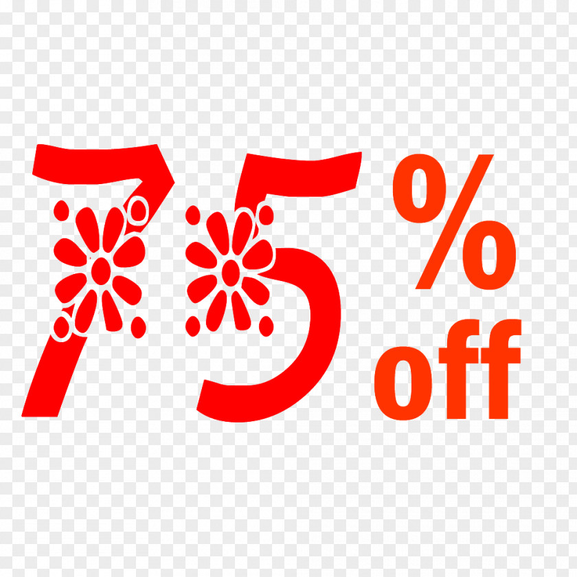 Spring 75% Off Discount Tag. PNG