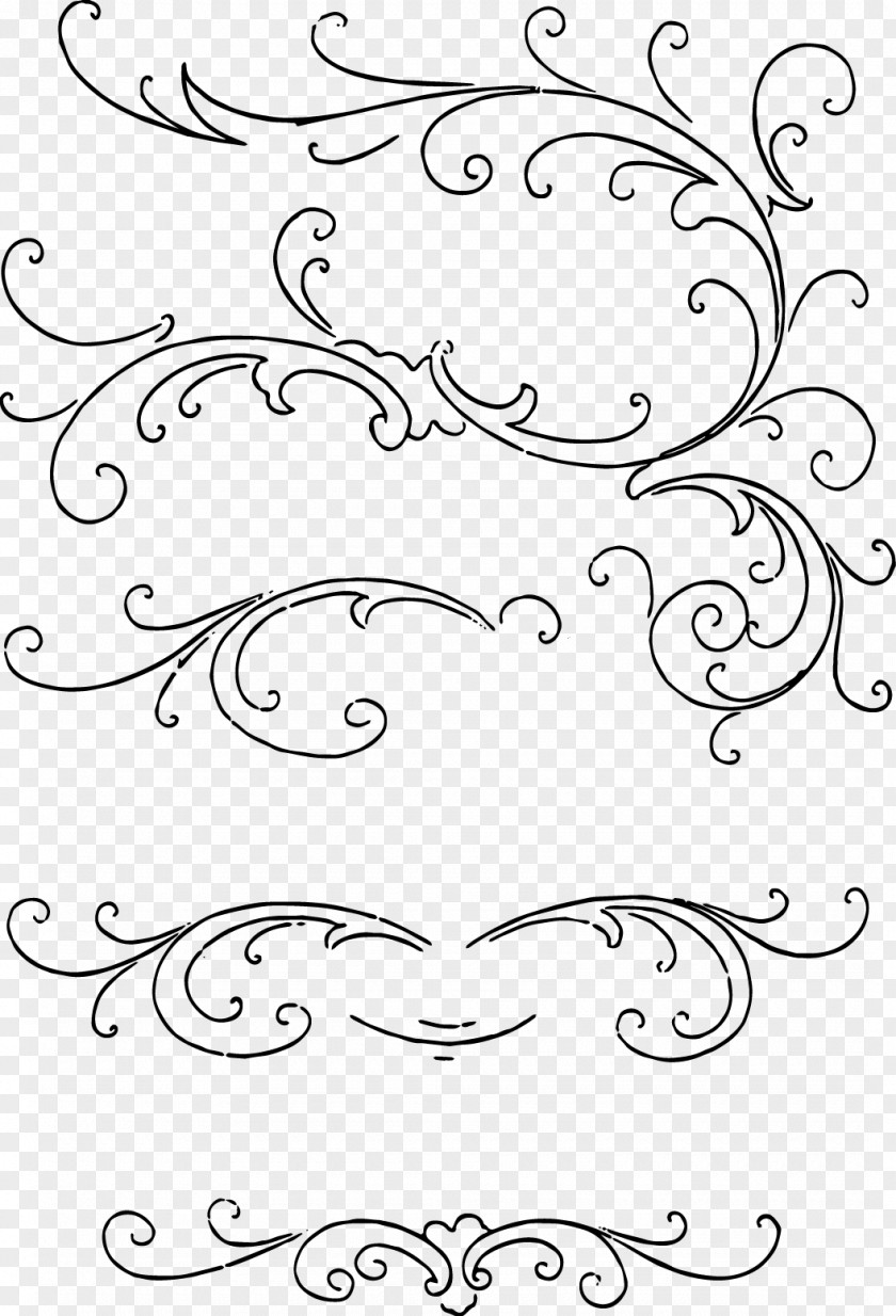 Vintage Lines Cliparts Calligraphy Drawing Clip Art PNG