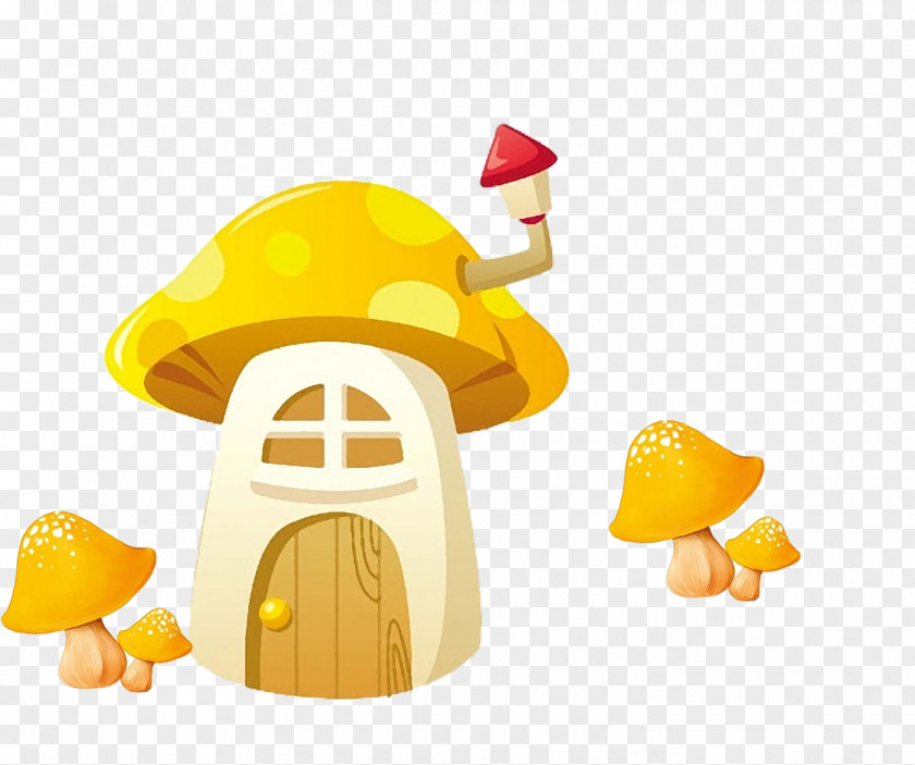 Yellow Cartoon Mushroom House Clip Art PNG