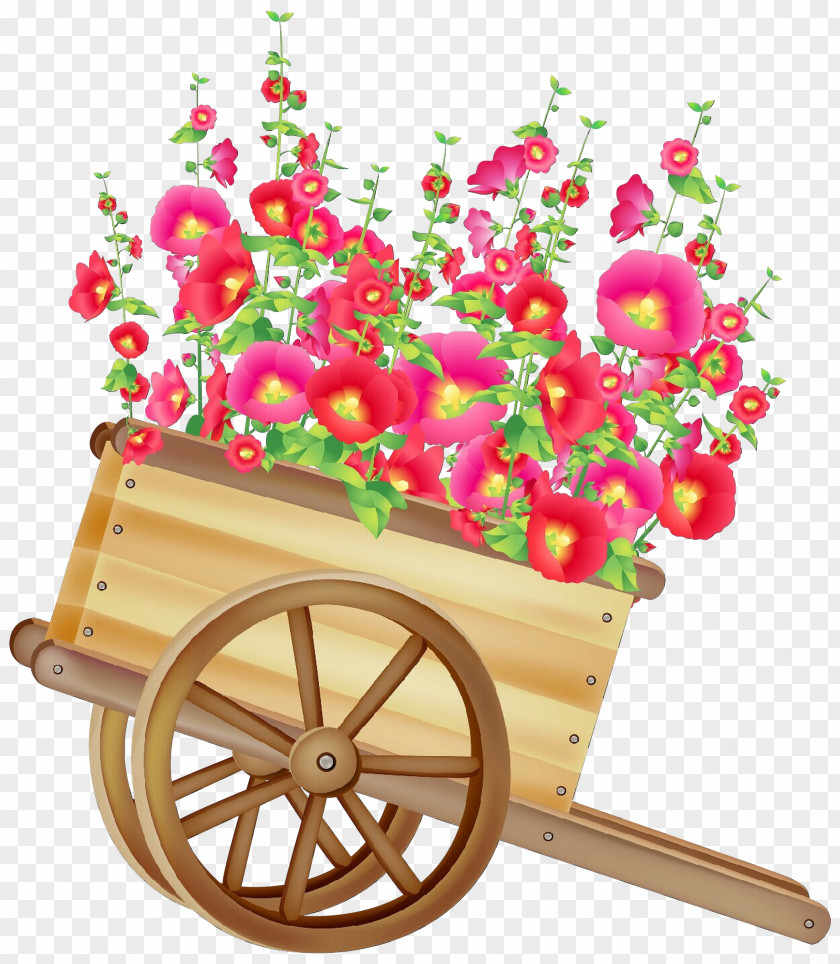 Clip Art Flower Wheelbarrow Illustration PNG