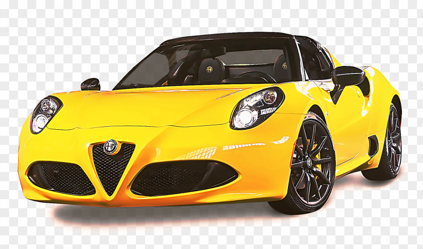 Alfa Romeo Spider Model Car Land Vehicle Yellow Motor PNG