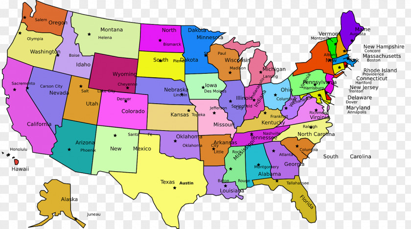Both Teams United States U.S. State Map Collection Capital City PNG