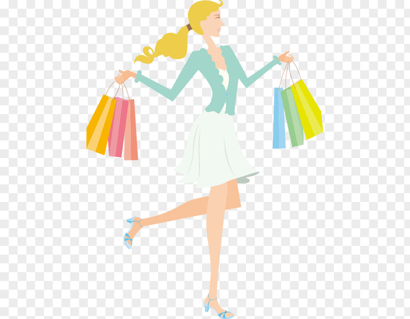 Carrying Shopping Bags Slender Beauty Fashion Woman PNG