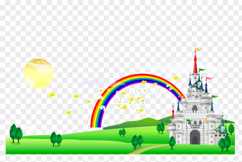 Rainbow Castle Environmental Vector PNG
