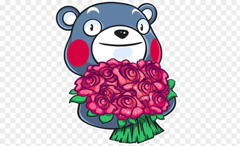 Sticker Telegram Kumamon Floral Design Clip Art PNG