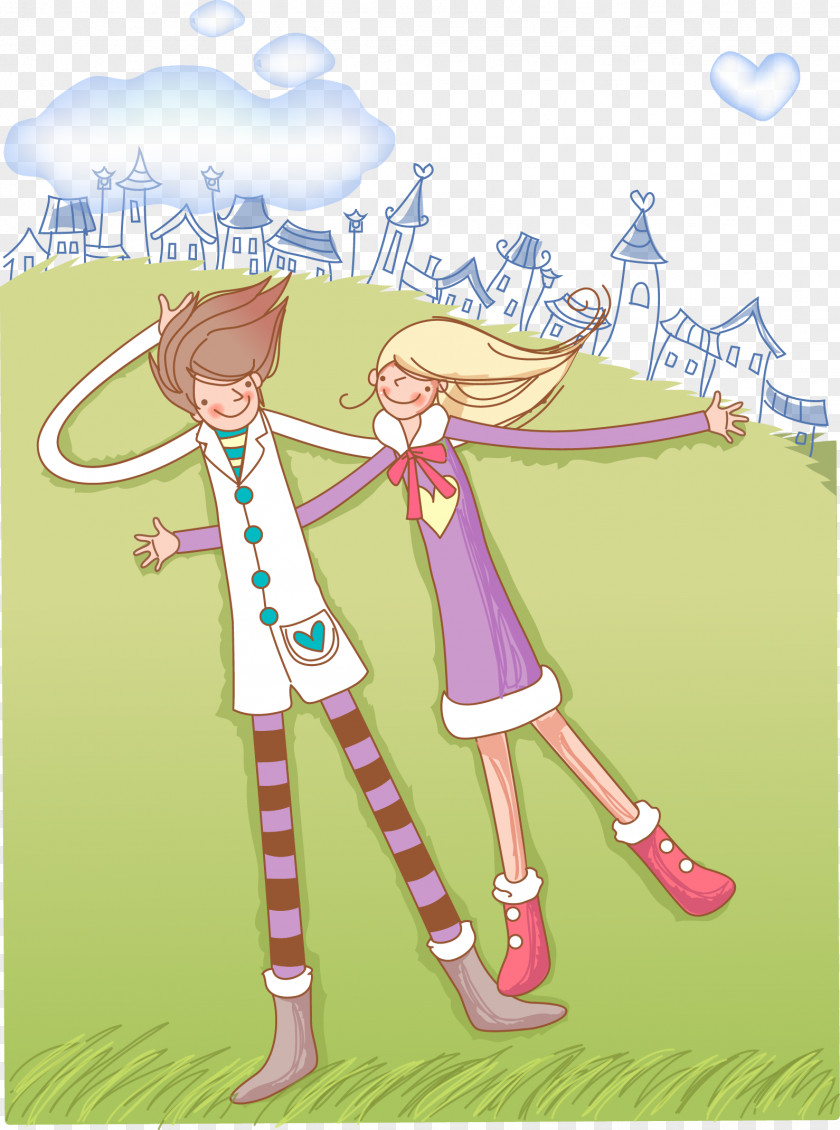 Cartoon Couple Valentines Day Holiday High-definition Television Desktop Metaphor Wallpaper PNG