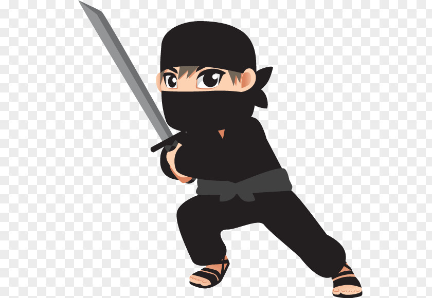 Samurai Ninja Kid Cartoon Illustration PNG