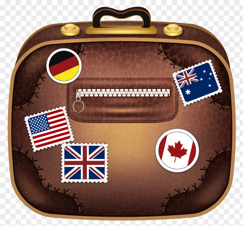 Brown Suitcase With Flags Clipart Picture United States Travel Insurance TripAdvisor Hotel PNG