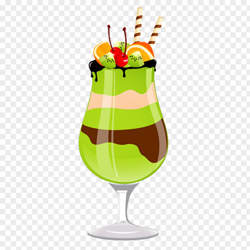 Green Apple Juice Layered Delicious Ice Cream Drink Tomato Illustration PNG