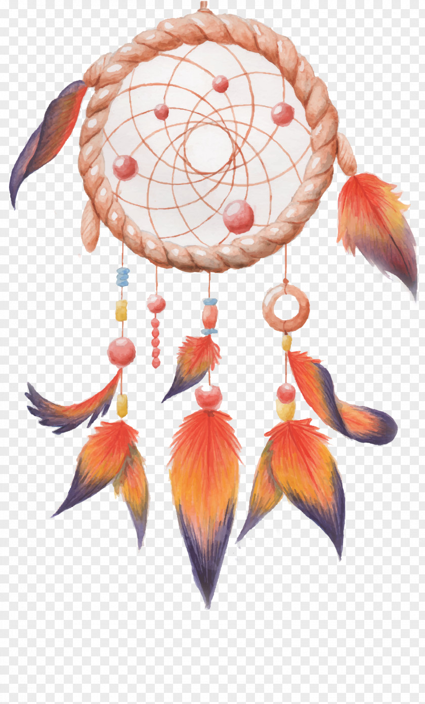 Vector Feather Charm Dreamcatcher Watercolor Painting PNG