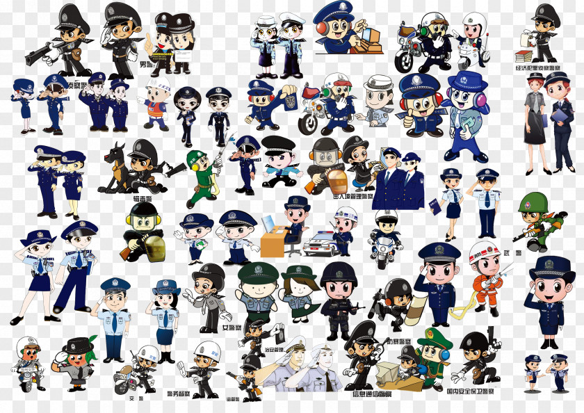 Mix Various Police Career Officer Cartoon PNG