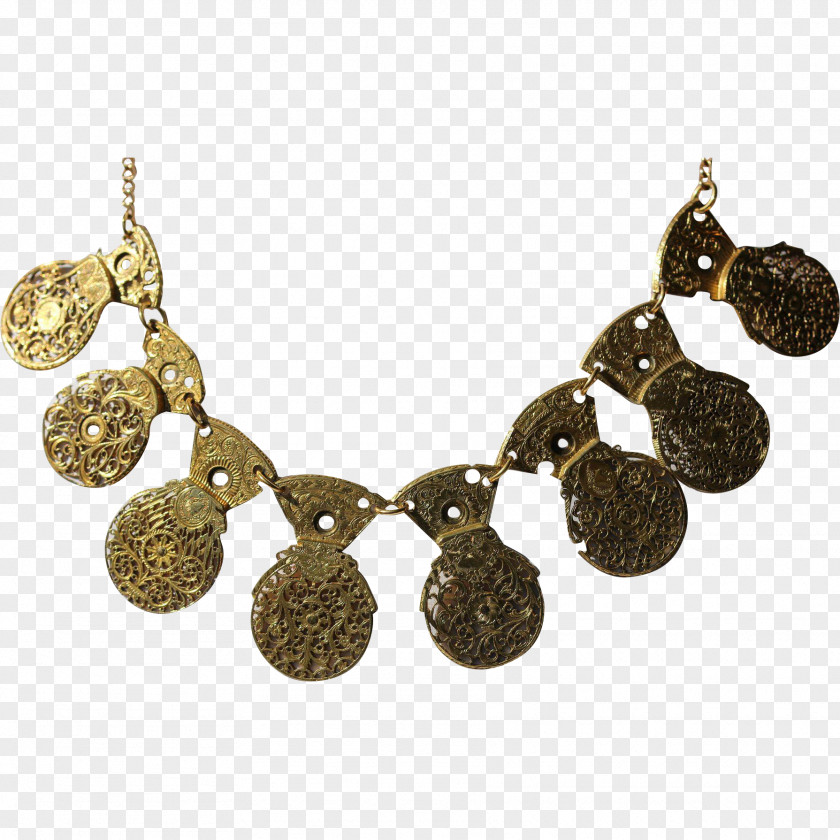 Pocket Watch Necklace Earring Metal PNG
