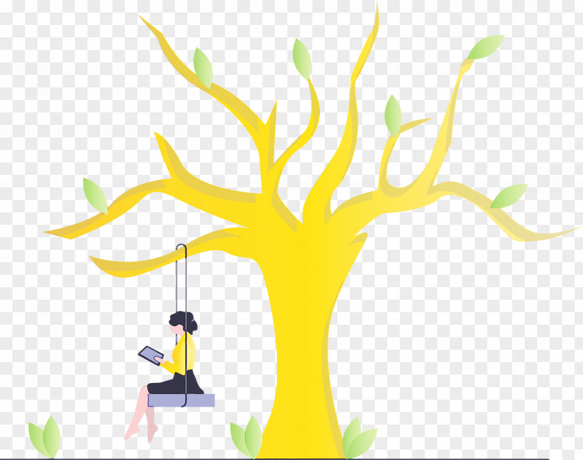 Yellow Tree Branch Line Plant Stem PNG