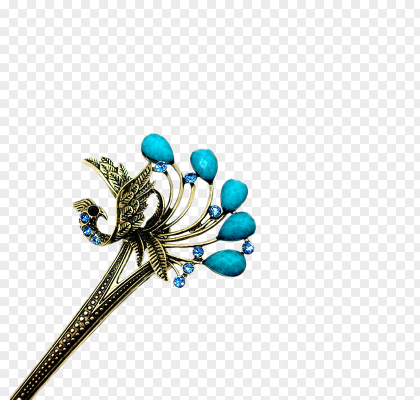 Cloisonne Peacock Hair Styling Barrette Download PNG