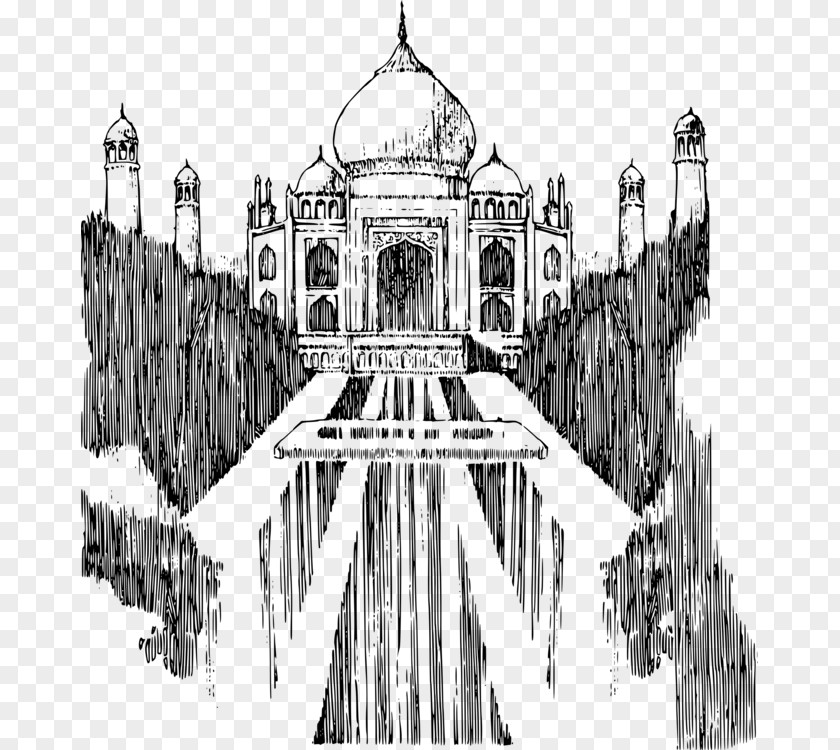 Taj Mahal Drawing Poster Black Monument Vector Graphics PNG