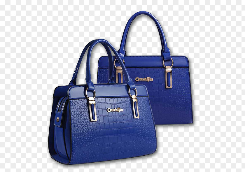 Two Bags Tote Bag Handbag Blue Leather PNG