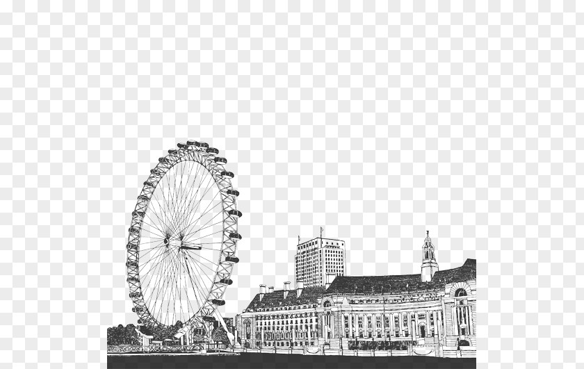 Black And White London Eyes Eye Westminster Bridge Big Ben Drawing PNG