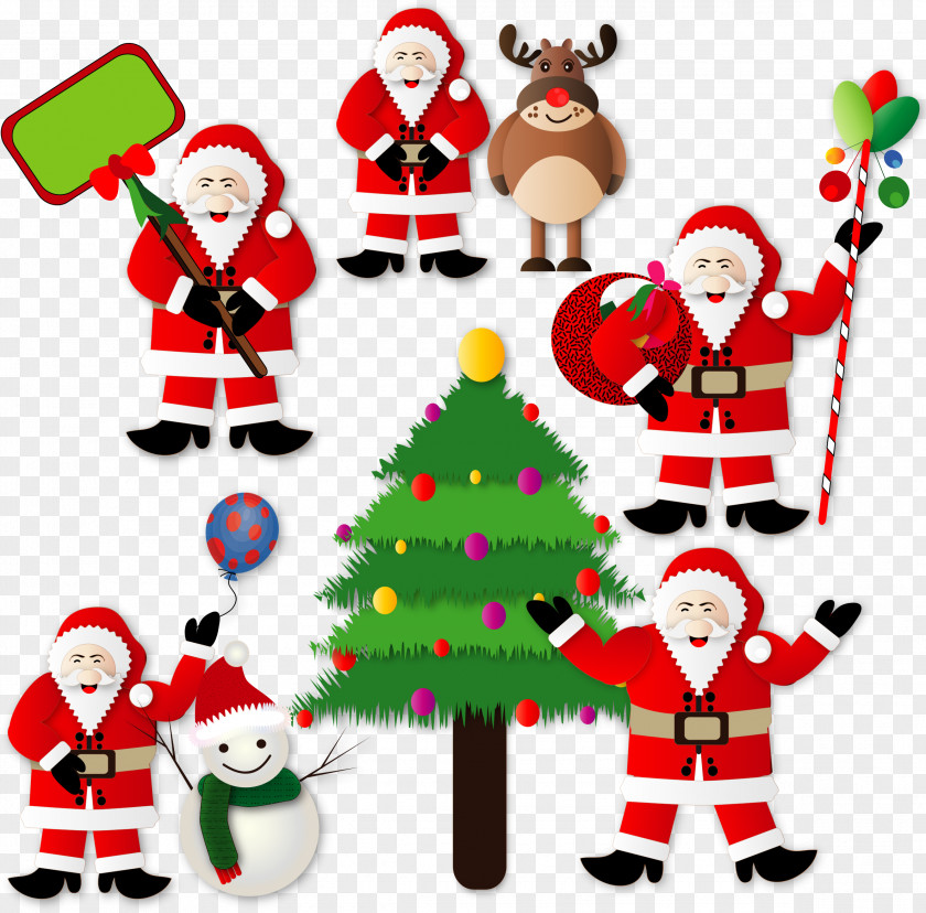 Santa Christmas Tree Claus Decoration Clip Art PNG