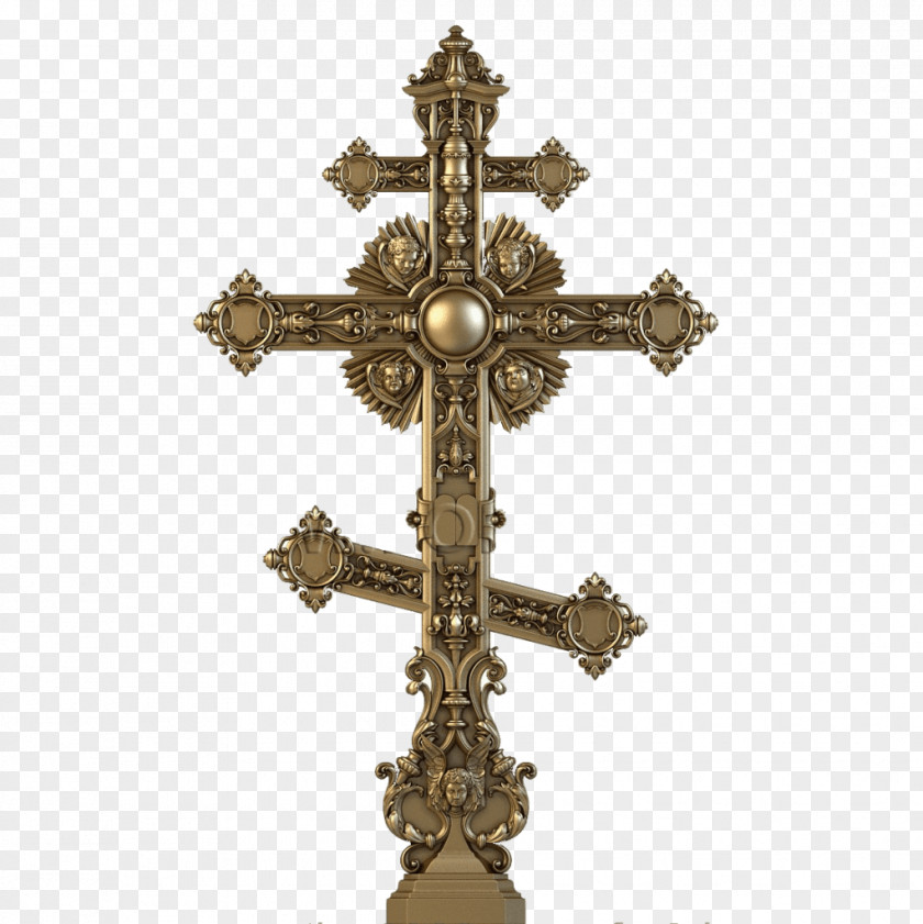 Brass Crucifix Russian Orthodox Cross Bronze PNG