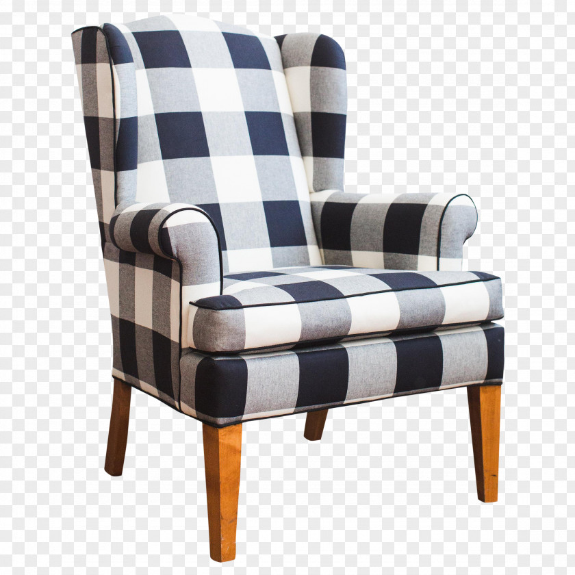 Fancy Chair Wing Check Slipcover Upholstery PNG