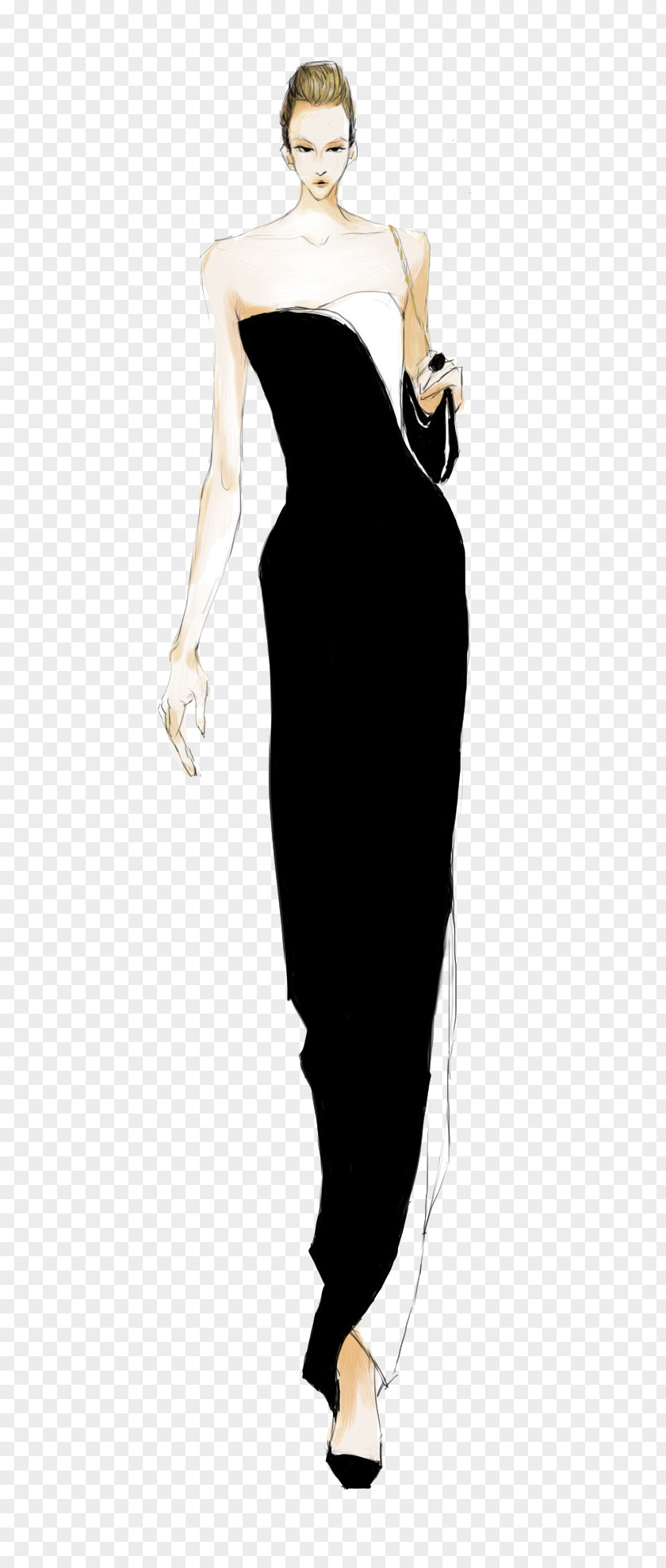 High-end Women's Dress Illustration Model Drawing PNG