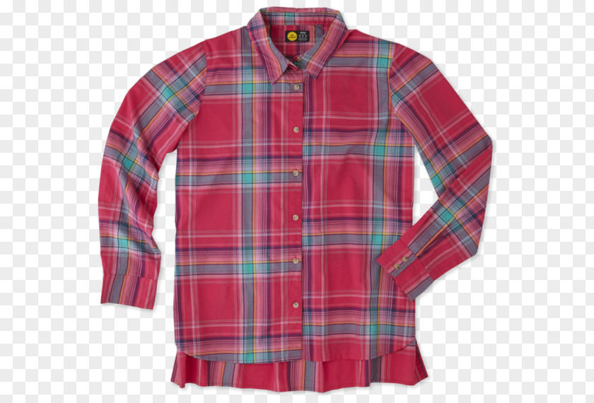 Pink Plaid Sleeve Tartan Button Shirt Outerwear PNG