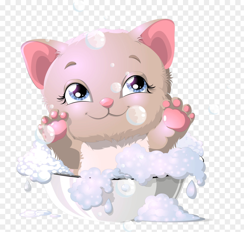 Cat Bath Kitten Dog Illustration PNG