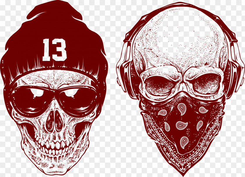 Dark Red Vector Material Skull Tattoo Rebellion Euclidean Illustration PNG