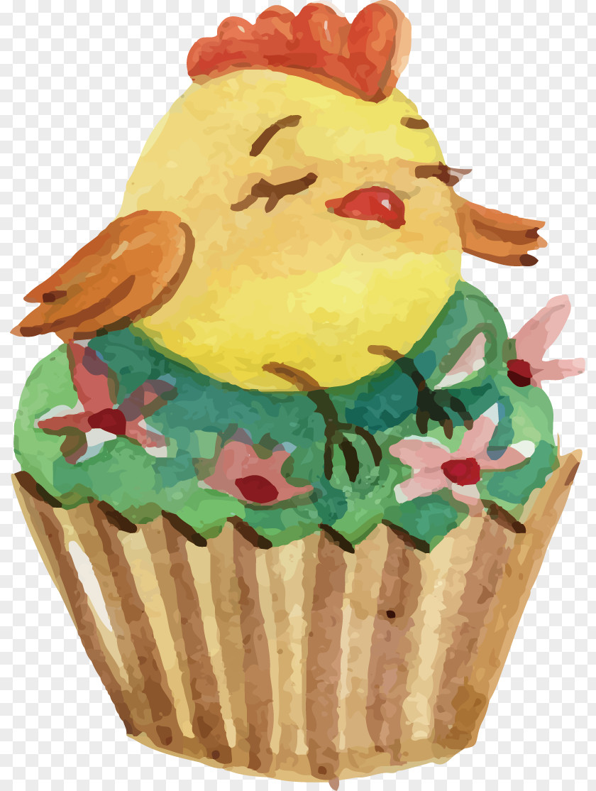 Hand-painted Chick Easter Bunny Cake Cupcake PNG