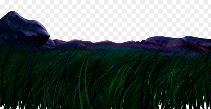 Cartoon Landscape Vast Grassland Mountain Fur Green Turquoise Feather Dye PNG