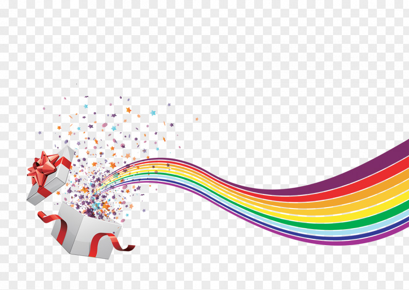 Gift Box Rainbow Graphic Design PNG