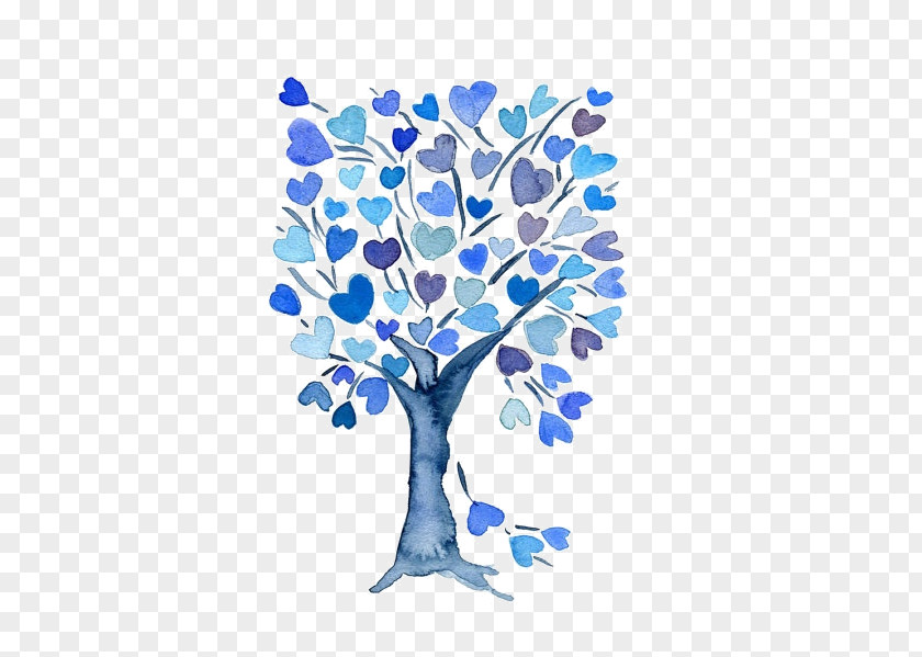 Tree Clip Art Watercolor Painting Blue PNG