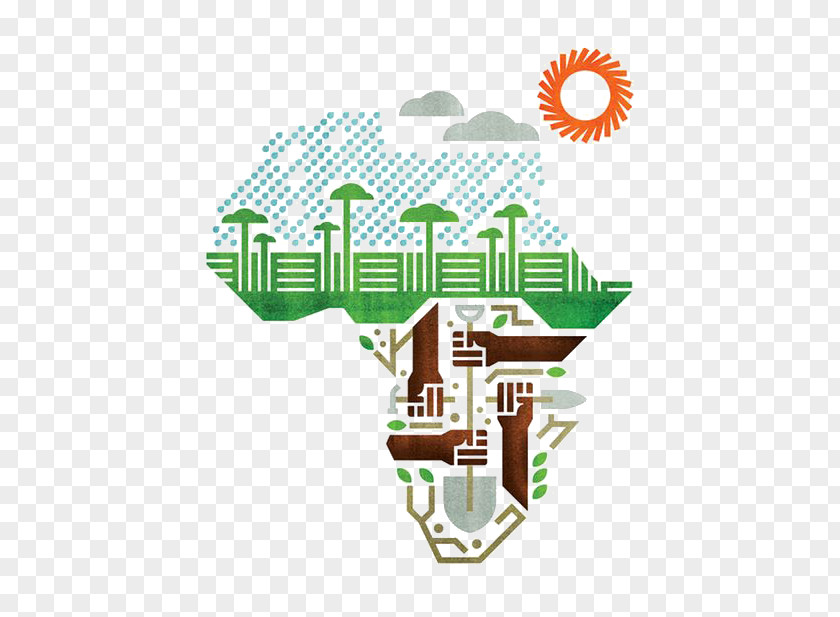 Flat City Africa Monocle Illustration PNG