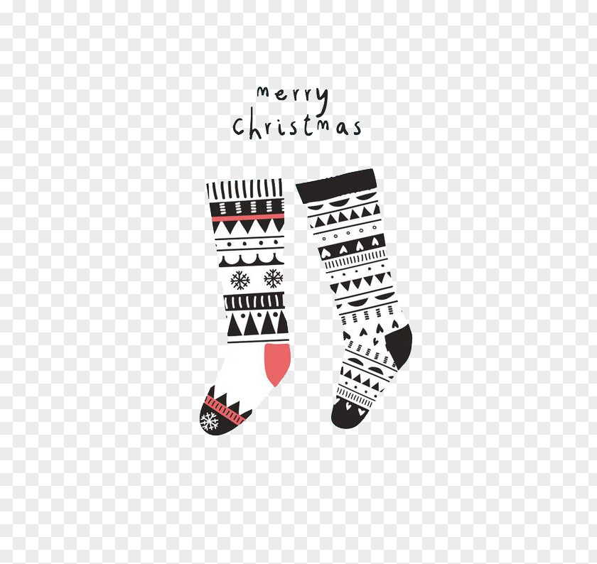 Black And Red Christmas Stocking Santa Claus Card Illustration PNG