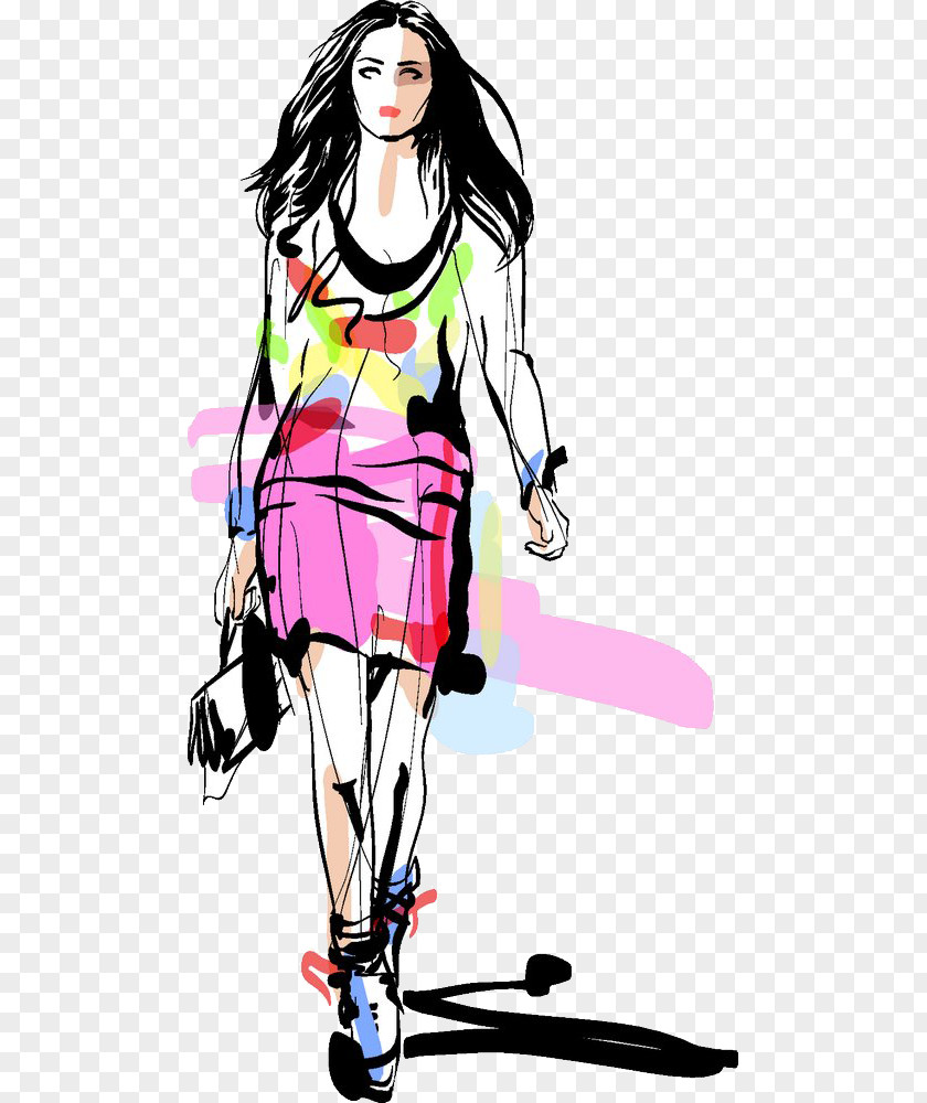 Beauty Line Model Illustration PNG