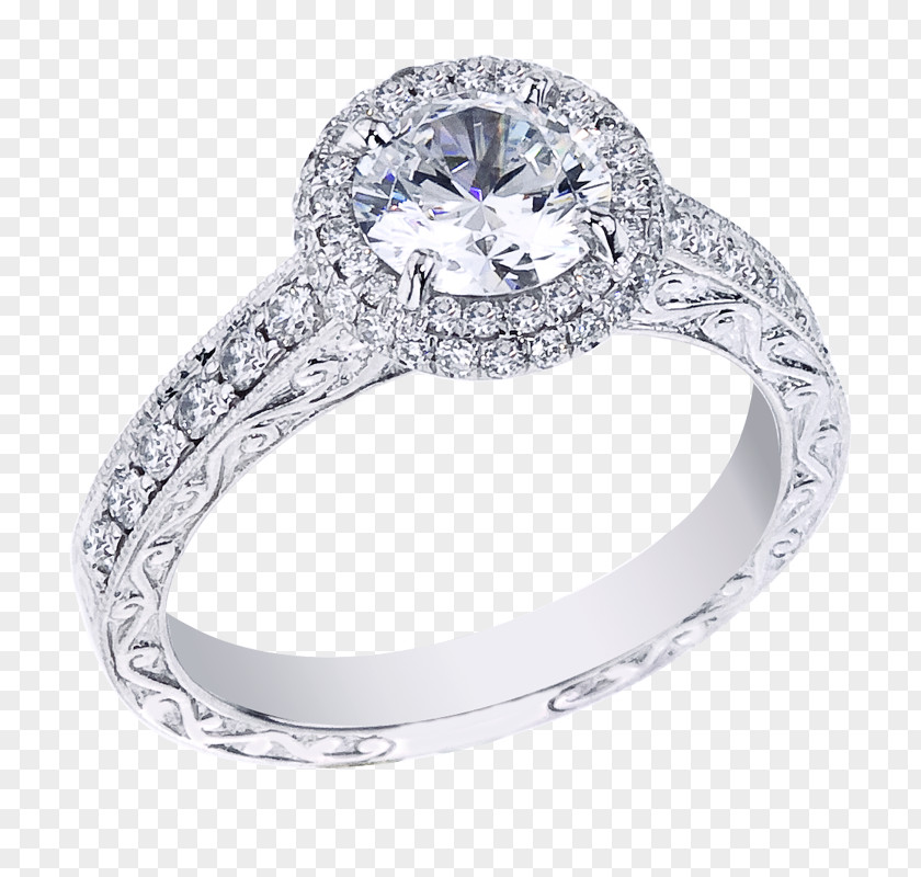 Platinum Ring Engagement Wedding Engraving Diamond PNG