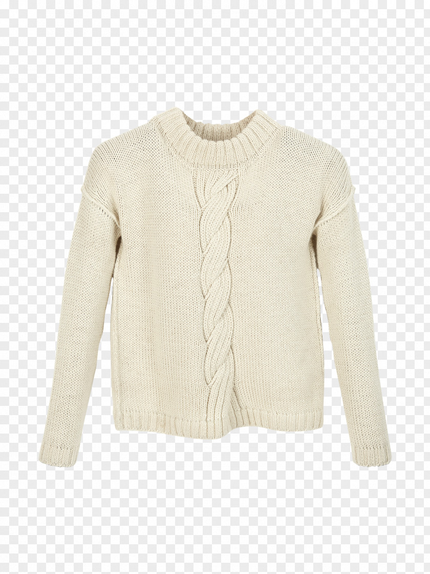 Strick Cardigan Neck Beige Sleeve Wool PNG