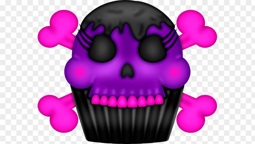 Baking Cup Magenta Skull Cartoon PNG